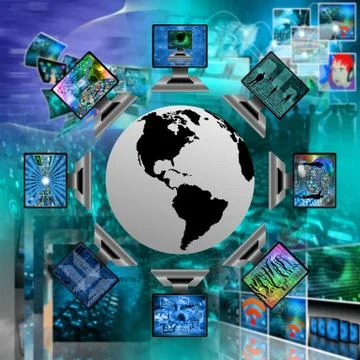 The world and computers Stock Illustration