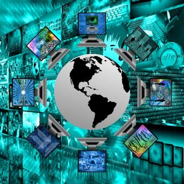 The world and computers Illustrazione stock