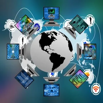 The world and computers Stock Illustration