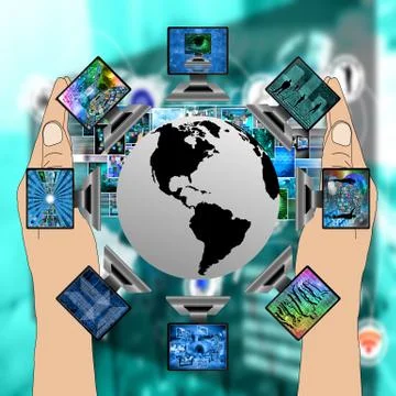 The world and computers Illustrazione stock