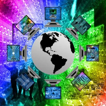 The world and computers Stockillustratie