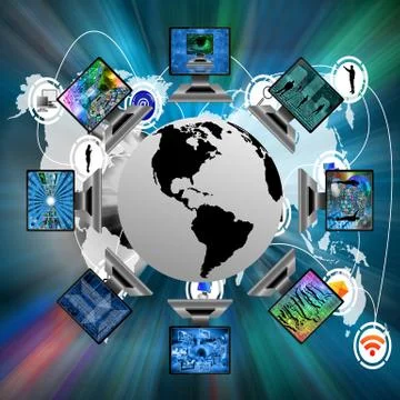 The world and computers 库存插图