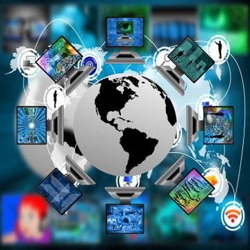 The world and computers Stock Illustration