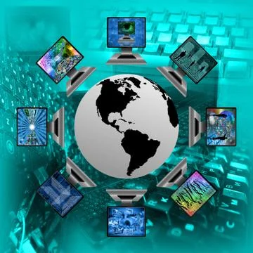 The world and computers Illustrazione stock