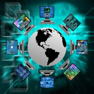 The world and computers Stock Illustration
