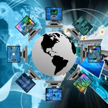 The world and computers Stock Illustration