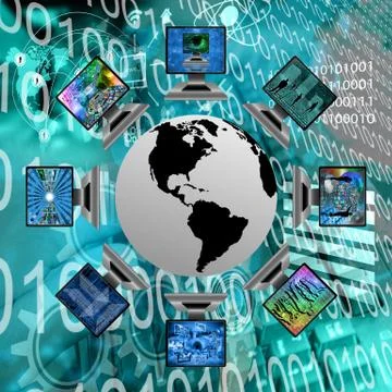 The world and computers 库存插图