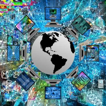 The world and computers 스톡 일러스트