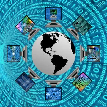 The world and computers Illustrazione stock