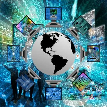 The world and computers Illustrazione stock