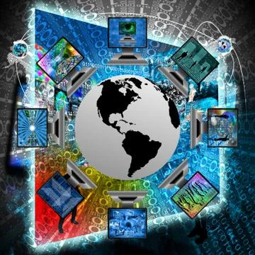 The world and computers 库存插图