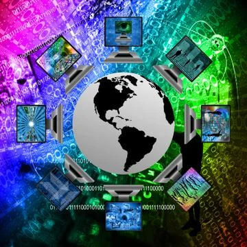 The world and computers Stock Illustration