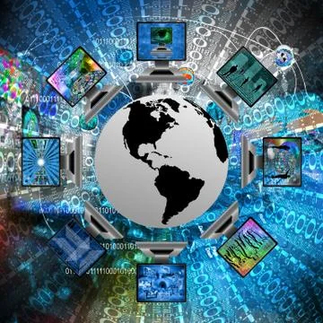 The world and computers Stockillustratie