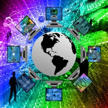 The world and computers Stock Illustration