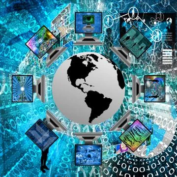 The world and computers 库存插图