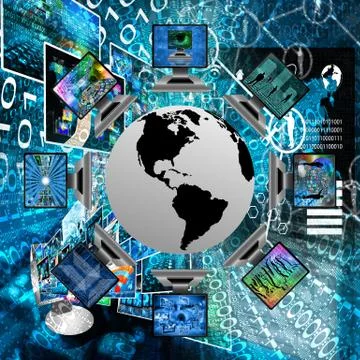 The world and computers Stockillustratie