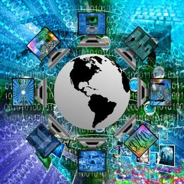 The world and computers 库存插图