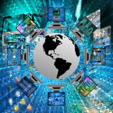 The world and computers 库存插图