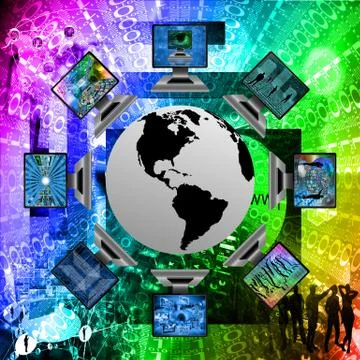 The world and computers Stock Illustration