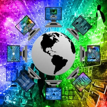 The world and computers Stockillustratie