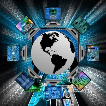 The world and computers Illustrazione stock
