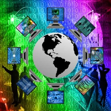 The world and computers Stock Illustration