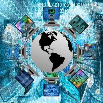 The world and computers Stock Illustration