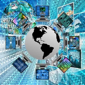 The world and computers 库存插图