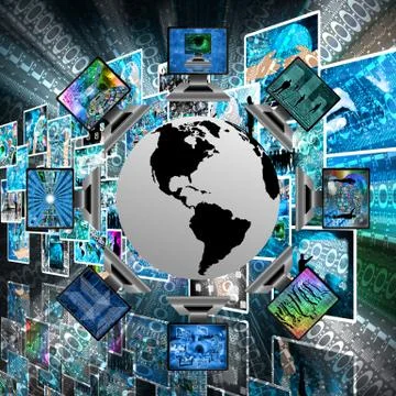 The world and computers 스톡 일러스트