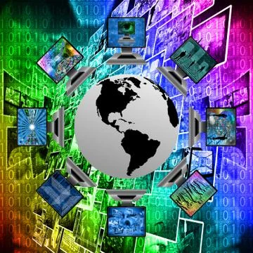 The world and computers 库存插图