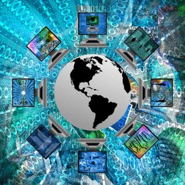 The world and computers Stockillustratie