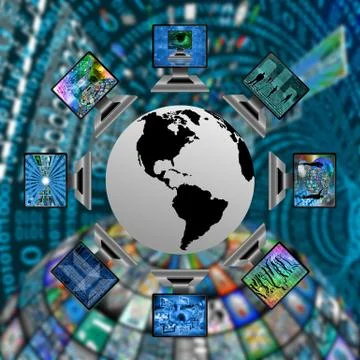 The world and computers Illustrazione stock
