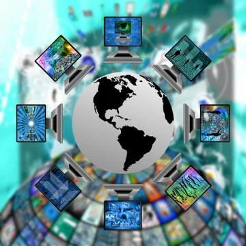 The world and computers Stock Illustration