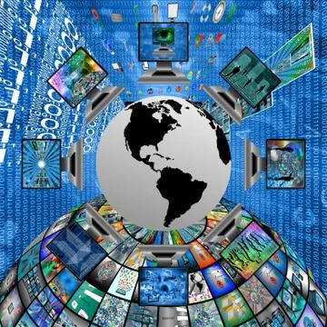 The world and computers Stock Illustration