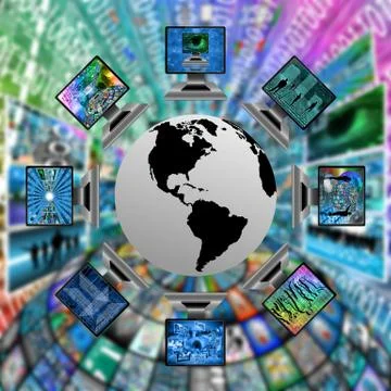 The world and computers Stock Illustration
