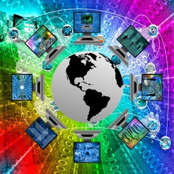 The world and computers 库存插图