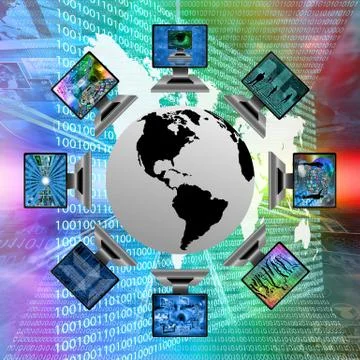 The world and computers Illustrazione stock