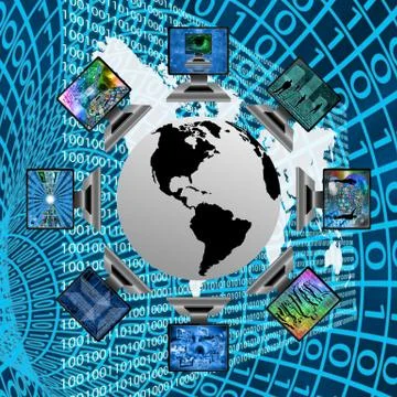 The world and computers Illustrazione stock