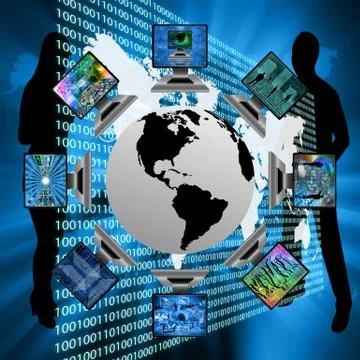 The world and computers Illustrazione stock