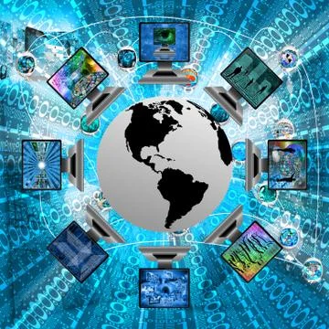 The world and computers Illustrazione stock