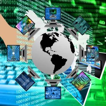 The world and computers Stock Illustration