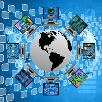 The world and computers Stock Illustration