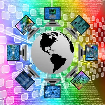 The world and computers Stock Illustration