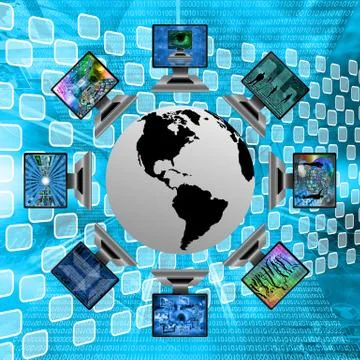 The world and computers 库存插图