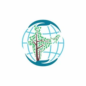 World and India saving two hands with tree Illustrazione stock