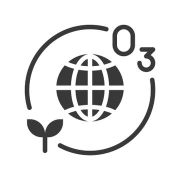 World and ozone layer, solid or silhouette icon Stock Illustration