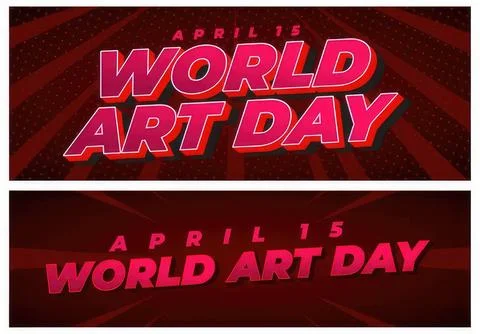 World art day banner with bold pink text on red background Stock Illustration