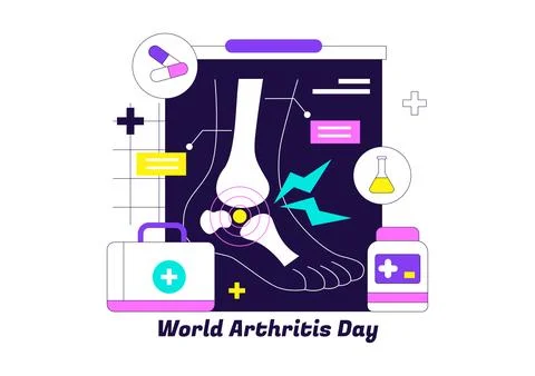 World Arthritis Day Vector Illustration Featuring Joint Health Awareness, B.. Illustrazione stock