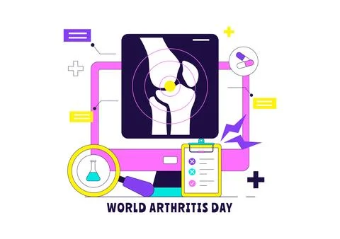World Arthritis Day Vector Illustration Featuring Joint Health Awareness, B.. Illustrazione stock