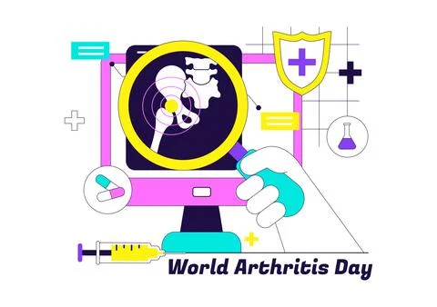 World Arthritis Day Vector Illustration Featuring Joint Health Awareness, B.. Illustrazione stock